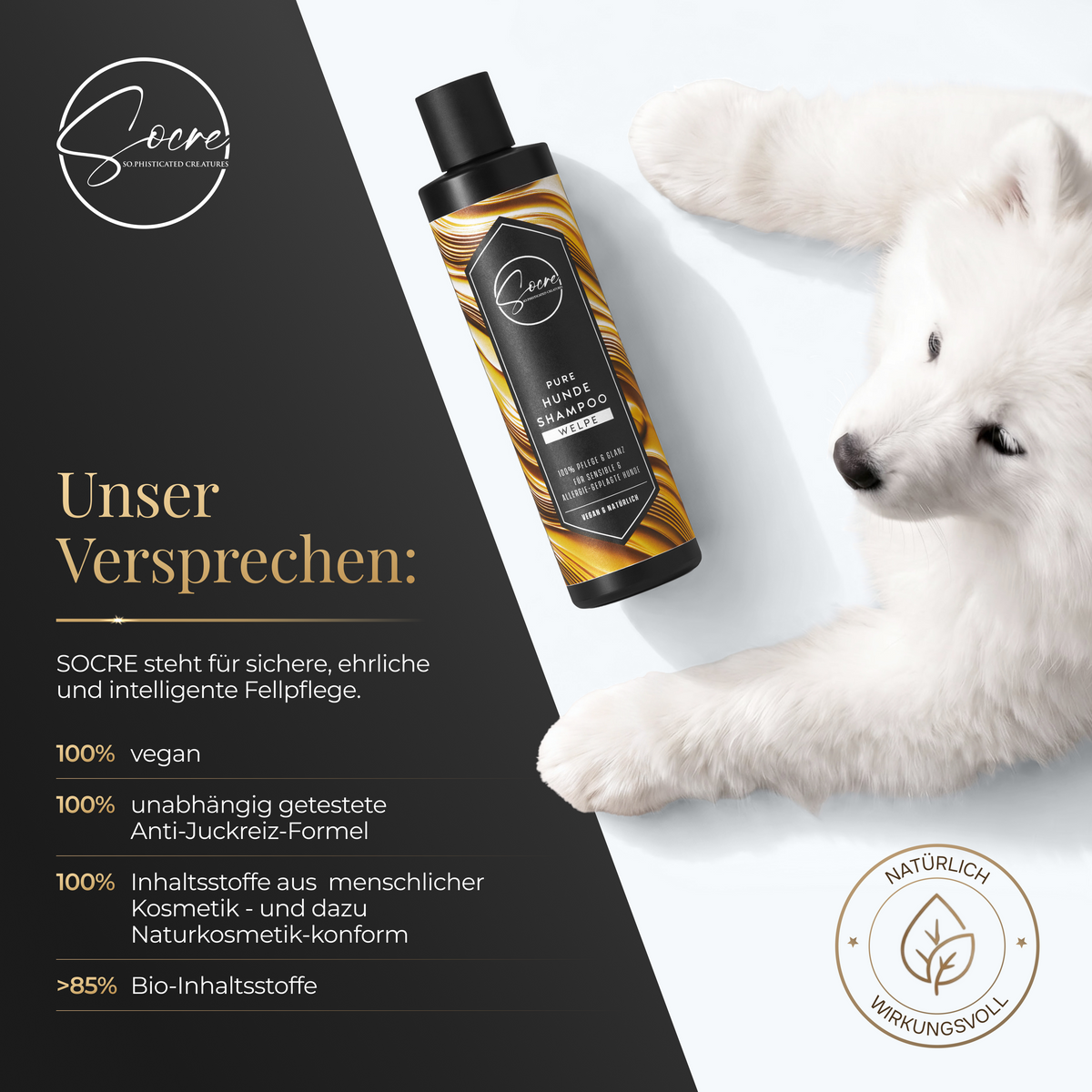 Natürliches Welpen Shampoo für sensitive Haut | Veganes Hundeshampoo (250ml)