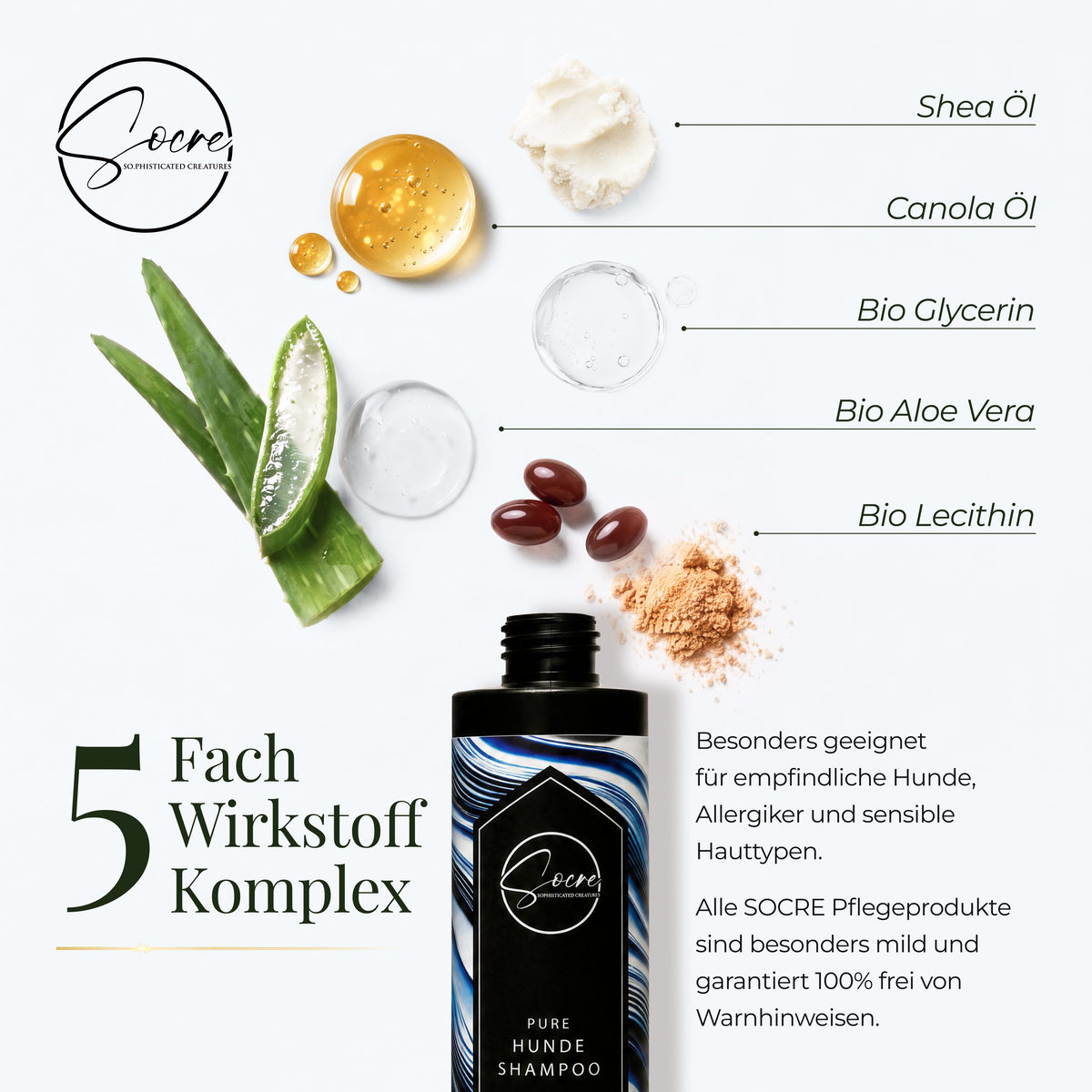 Natürliches PURE Hunde Shampoo für empfindliche Hundehaut (250ml)