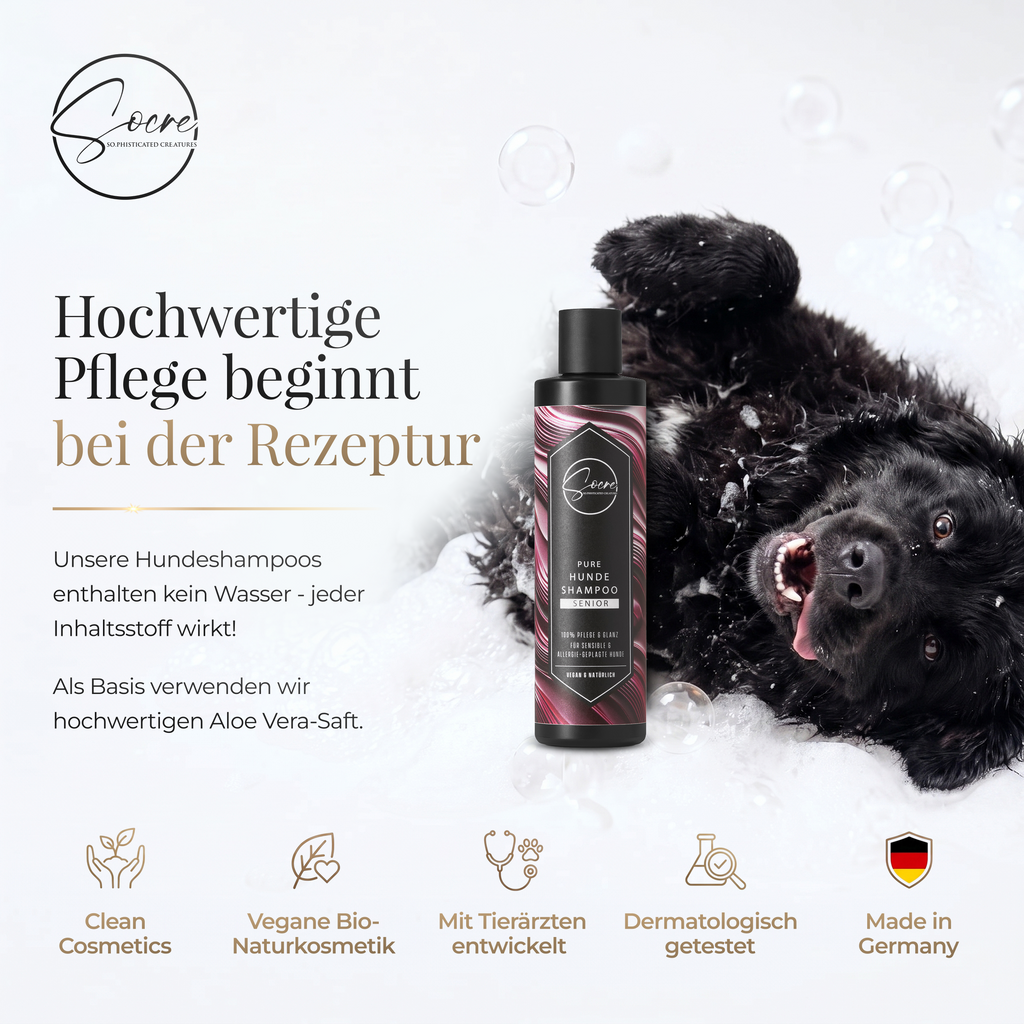 Natürliches PURE Hunde Shampoo für Senioren mit sensibler Haut (250ml)