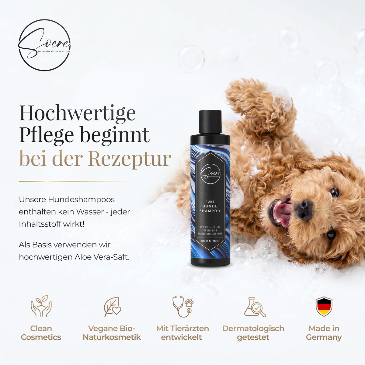 Natürliches PURE Hunde Shampoo für empfindliche Hundehaut (250ml)